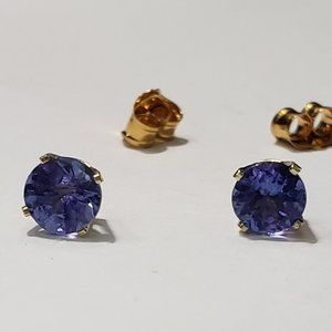 1CT Tanzanite Studs in YG over SS